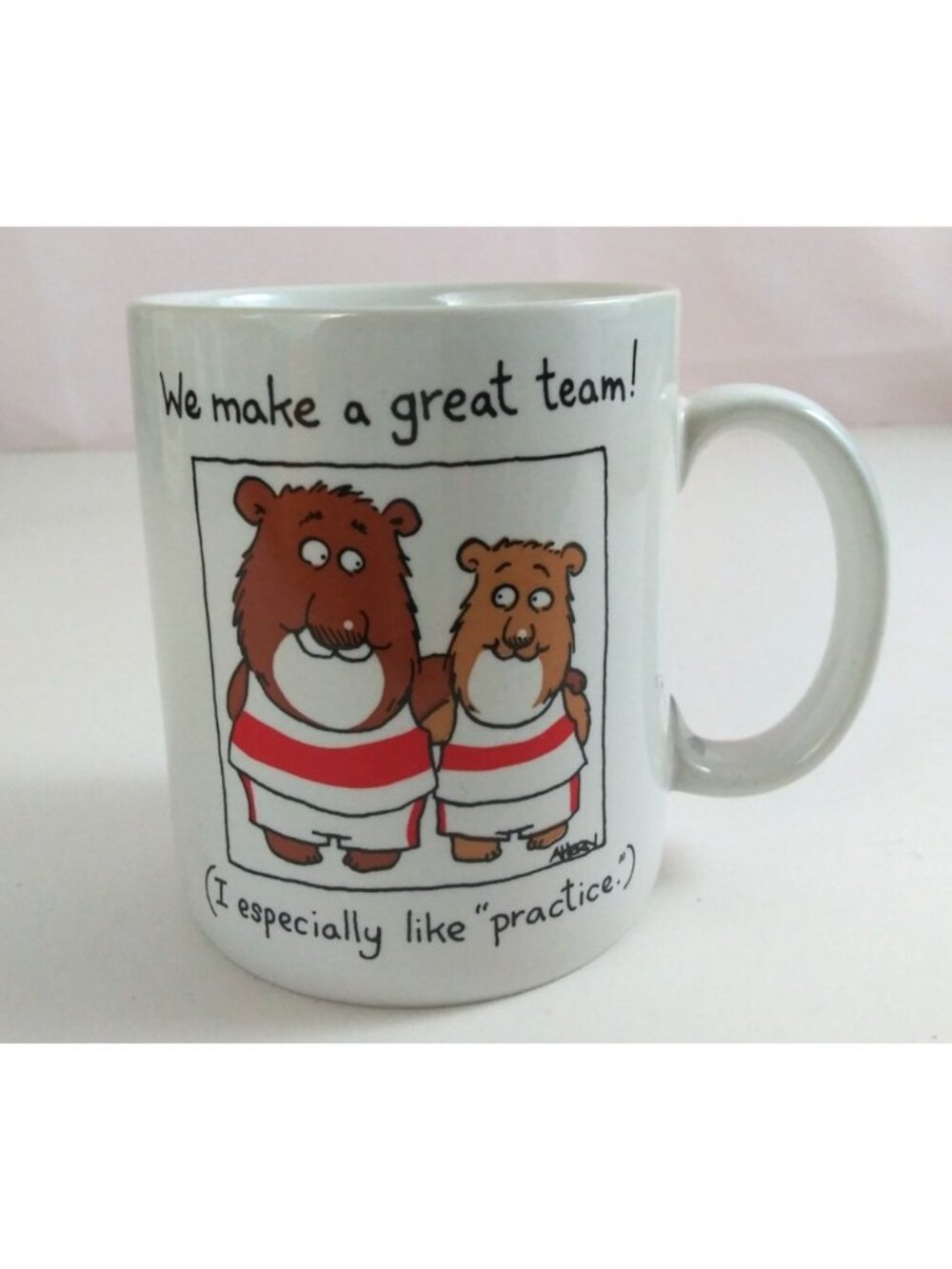 1987 Hallmark Shoebox Greetings We Make A Great Team Novelty Coffee Cup
